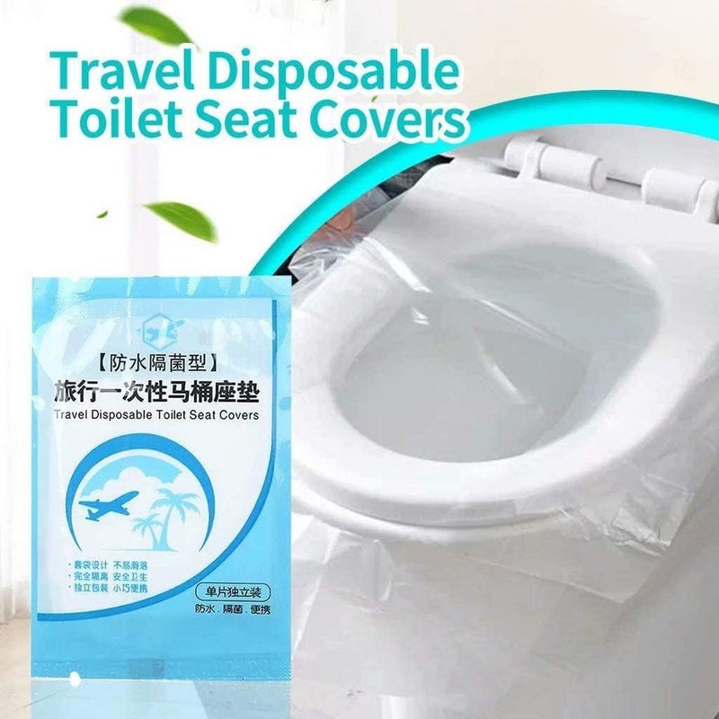 EGV-50 Pieces Disposable Plastic Toilet Seat Cover Waterproof, WC Cushion Toilet Cushion for Baby Pregnant Mom, Independent Packaging Suitable for Travel - Image 2